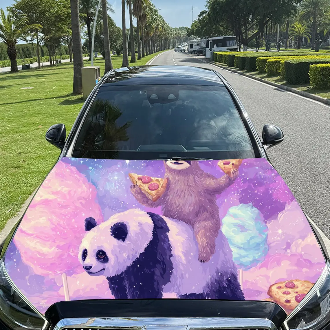 

Vibrant Panda Car Hood Stickers - Self-Adhesive, Waterproof and Durable Vinyl Wrap, Decorate And Protect Your Car, Fit For All C