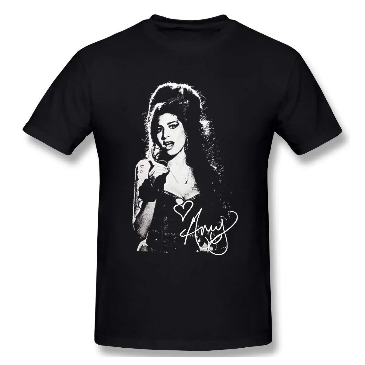 Vintage Amy Winehouse Signature Cotton Black Full Size Unisex Shirt S-3XL