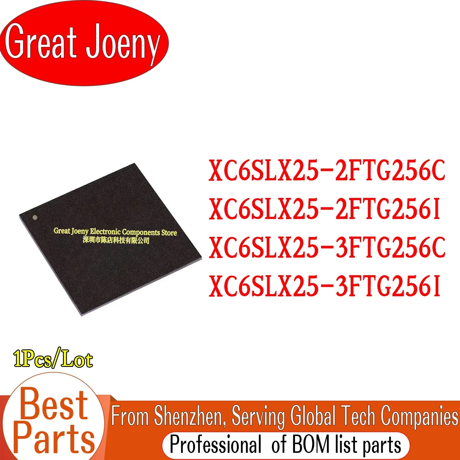 

100% New XC6SLX25 XC6SLX25-2FTG256C XC6SLX25-2FTG256I XC6SLX25-3FTG256C XC6SLX25-3FTG256I IC Chipset BGA-256 Plastic Casing