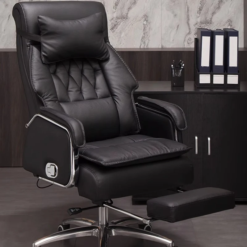 Leather Boss Office Chair Ergonomic Back Support Design Footrest Office Chair Massage Swivel Cadeiras De Escritorios Furniture