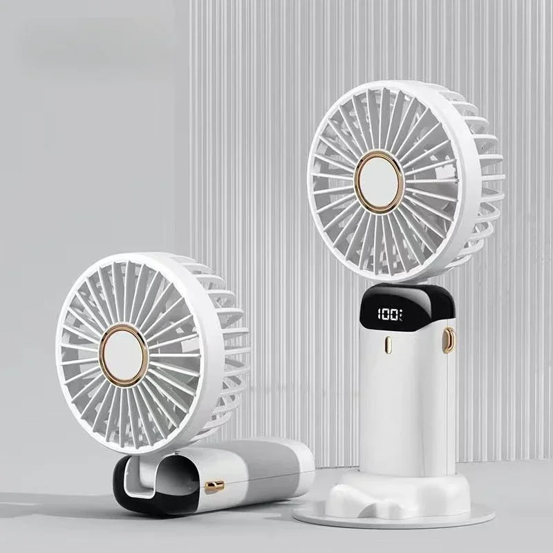 Handheld Mini Fan Portable USB Rechargeable Cooling Fan With Base Lanyard Aroma Pad, 5 Speed Adjustable Personal Pocket Fan