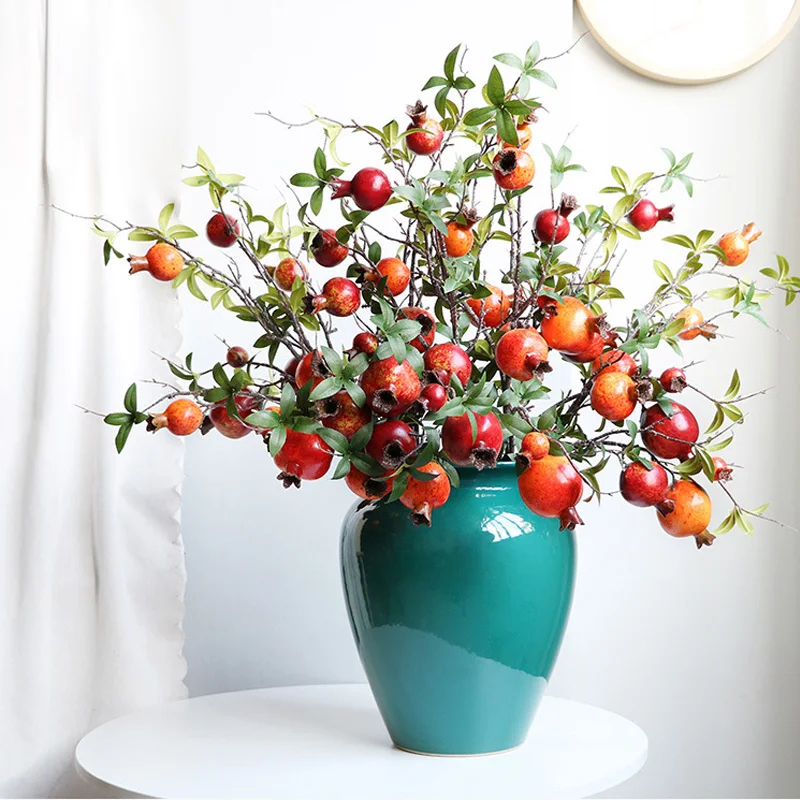 New Artificial Pomegranate Long branch 6-Fruit Artificial Fruits Flowers For Wedding Party Tabel Decoration Home Birthday Decor