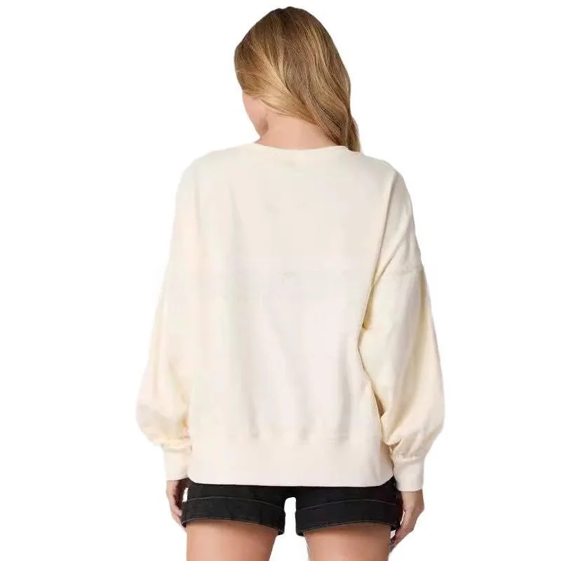 Automne hiver nouveau Sle transfrontalier femmes décontracté longue Sve Cisas pain d'épice homme paillettes Sweat petit haut pour les femmes