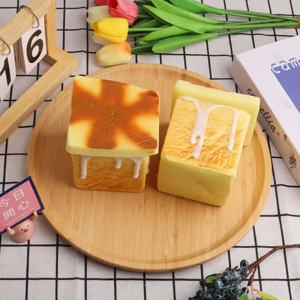 Simulation de nourriture cuite, jouet à pincer, bouffées de Croissant, gâteau au fromage, Dessert, jouet à presser en forme d'œuf frit en PU, jouet à rebond lent pour adultes