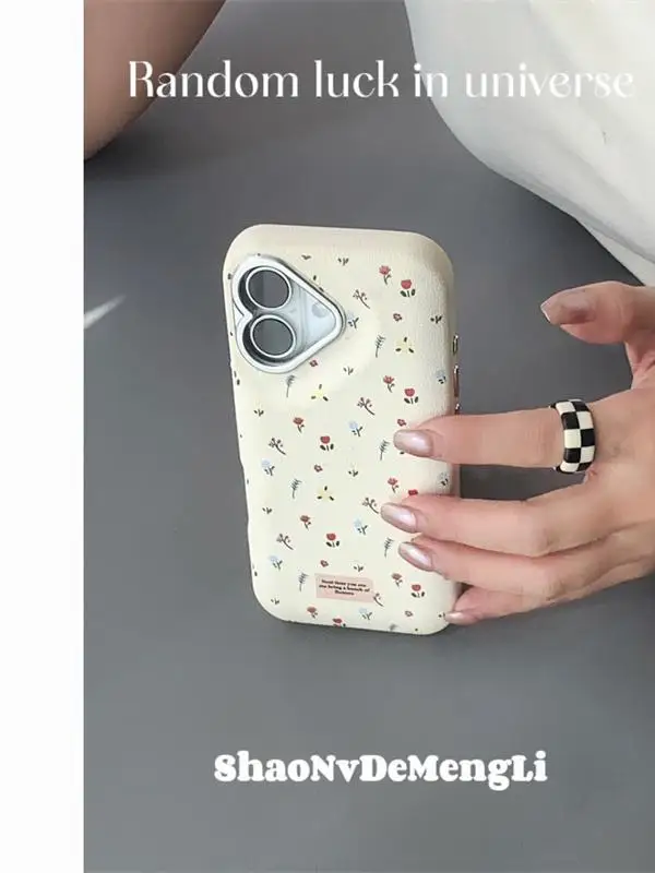 Funda de teléfono con flores para iPhone 13, funda para iPhone 16 Pro 11 12 14 15 Pro Max 16 15 Plus, textura de cuero de Color caramelo, funda a prueba de golpes