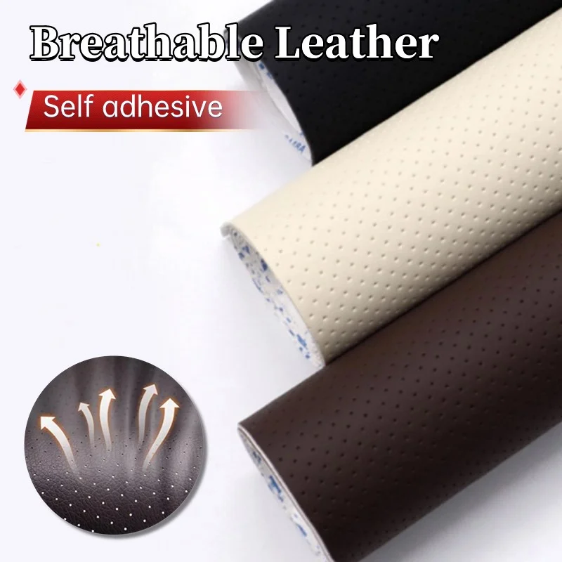 Car Seat Breathable Self Adhesive Leather Repair Perforated Faux Leather Fabric Pu Large Leather Sofa Cushion Car Interior Patch