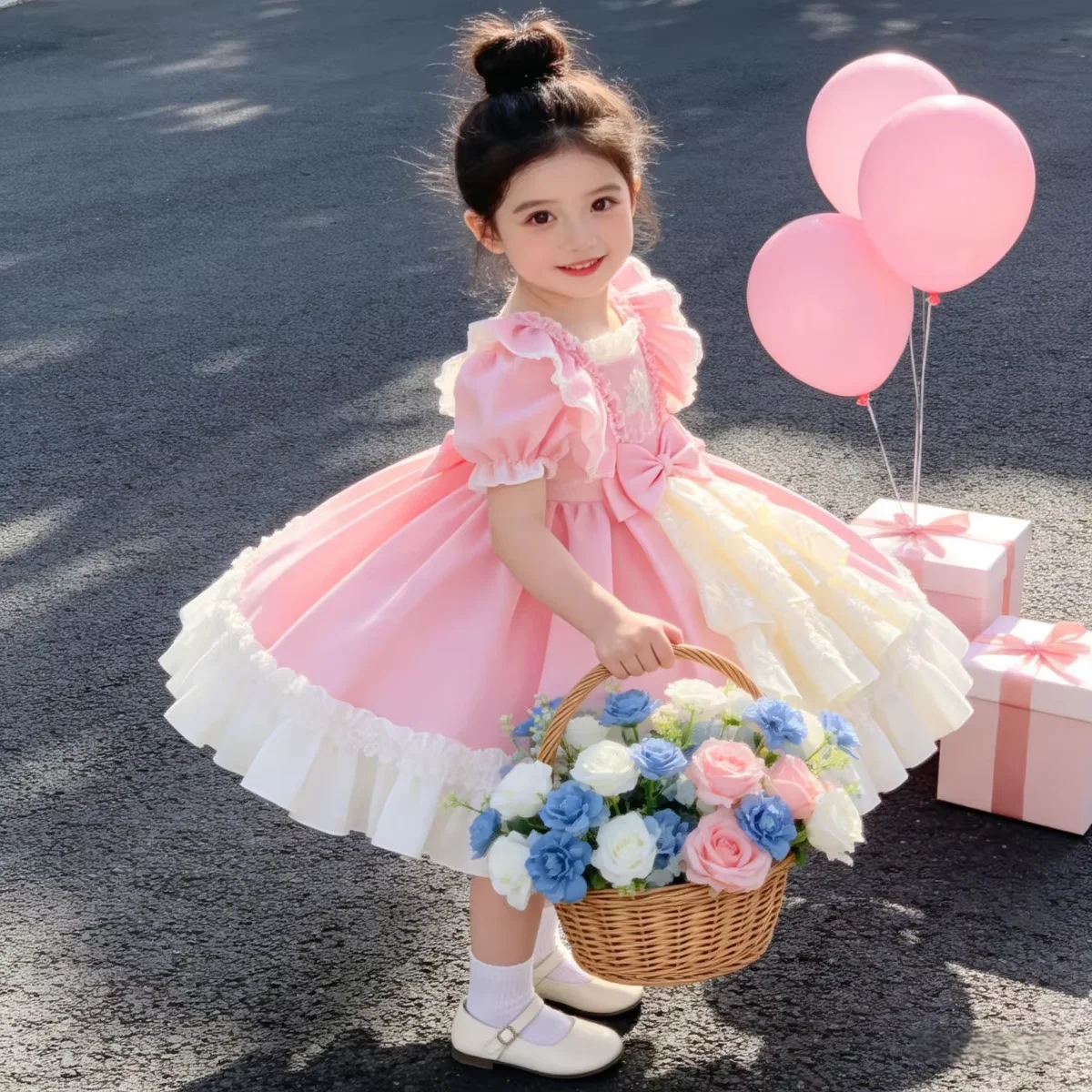 Robes d'été pour filles 2026 Nouvelle Collection Robe Tutu Lolita Robe de Soirée 1er Anniversaire Bébé Robe de Princesse Vêtements Enfants Jupe Bouffante
