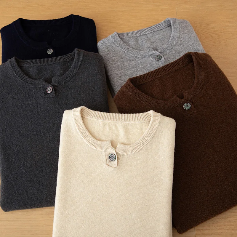 

New Product Launch: Men's Round Neck Short Sleeved 100% Merino Wool Knitted Sweater Casual Loose Pullover Vest Versatile T-Shirt