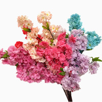 6pcs Fake Cherry Blossom Flower Branch Silk Sakura Tree Stem for Wedding Event Tree Deco Artificial Decorative Flowers