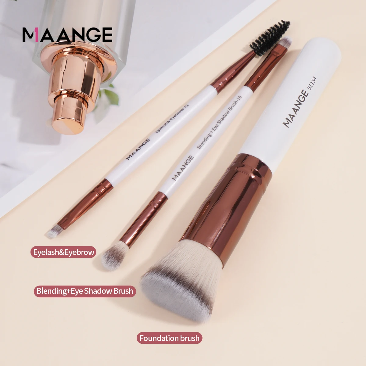 MAANGE-Juego de brochas de maquillaje de 3 piezas, pinceles para base de maquillaje, pincel para cutis, crema, sombra de ojos, regalo para el día de la madre, esposa, mujer