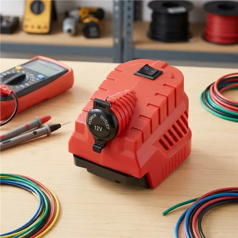 ABRW For Parkside 18V Battery Car Adapter Converter Step-Down Regulated 12V DC with USB Type-C for Ports for DIY Projects