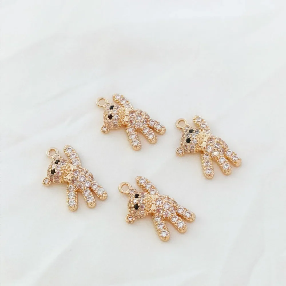 Accesorios chapados en oro 14, colgante de oso lindo de circón, pendientes, pulsera, colgante de collar, accesorios hechos a mano DIY