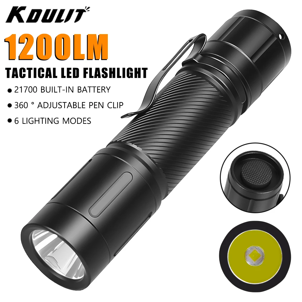 KDULIT 1200LM Тактический светодиодный фонарик высокой мощности
