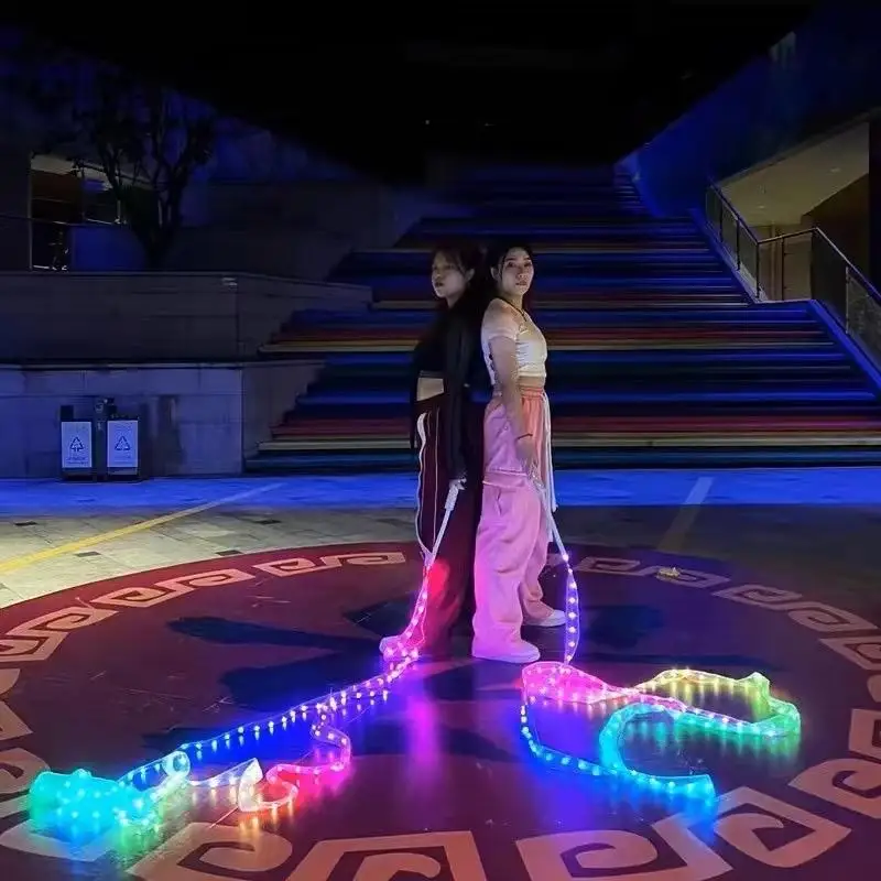 Fita luminosa colorida para dança do ventre, Rgb Glow, LED Poi Ribbon, adereços de mão para ginástica rítmica