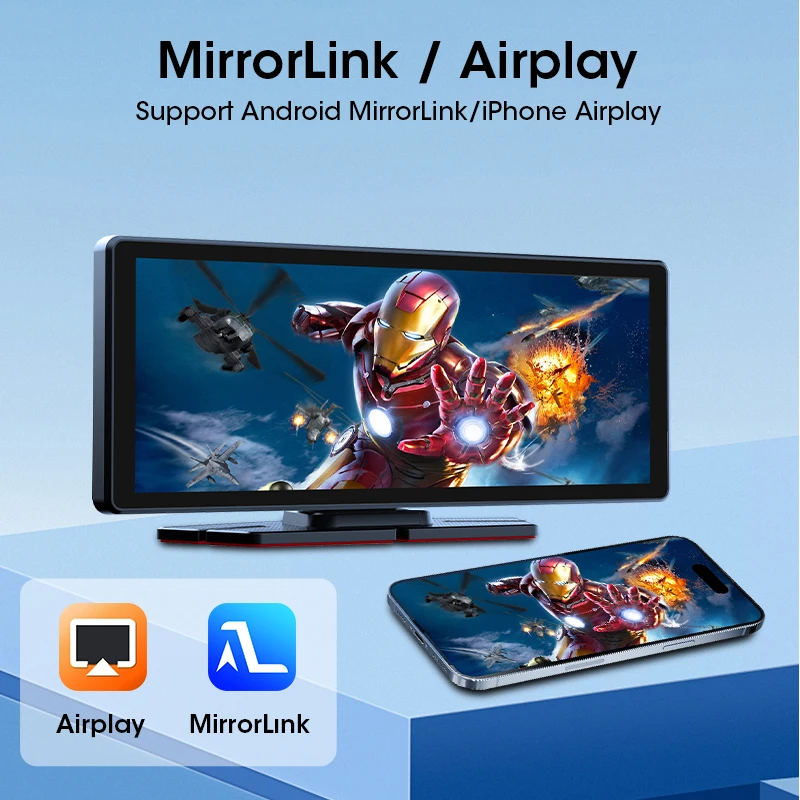 كاميرا داش للتعليق 8.1 بوصة 2.5K Carplay اللاسلكية وأندرويد Auto PhoneLink Car DVR Drive مسجل فيديو Dahscam كاميرا الرؤية الخلفية