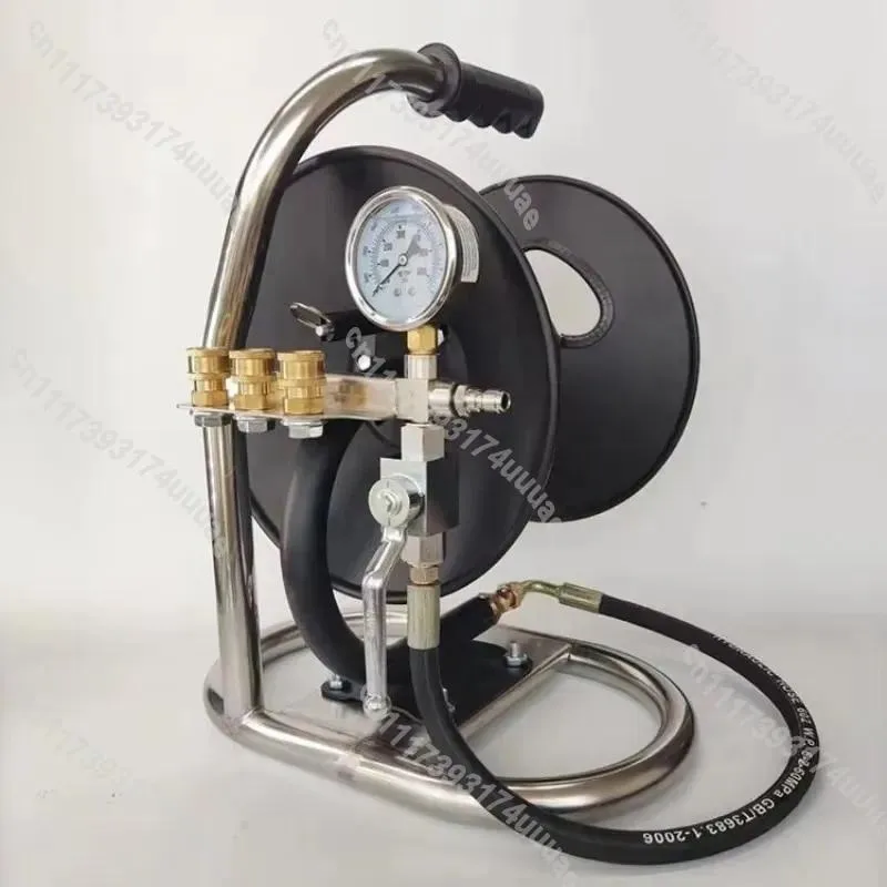 Automatic Retractable Pressure Washer Hose Reel Hydro Jetting Drain Cleaner Power Washing Tool with Carrying Handle for