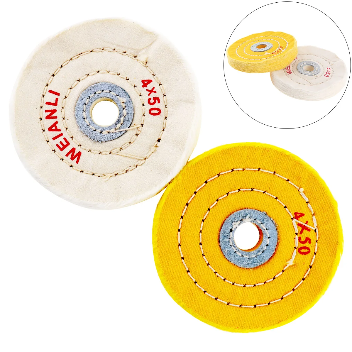 2pcs 4 Inch Cloth Buffing Polishing Wheel for Table Type Grinding Machine with 16mm Hole Diameter and Flannelette Material