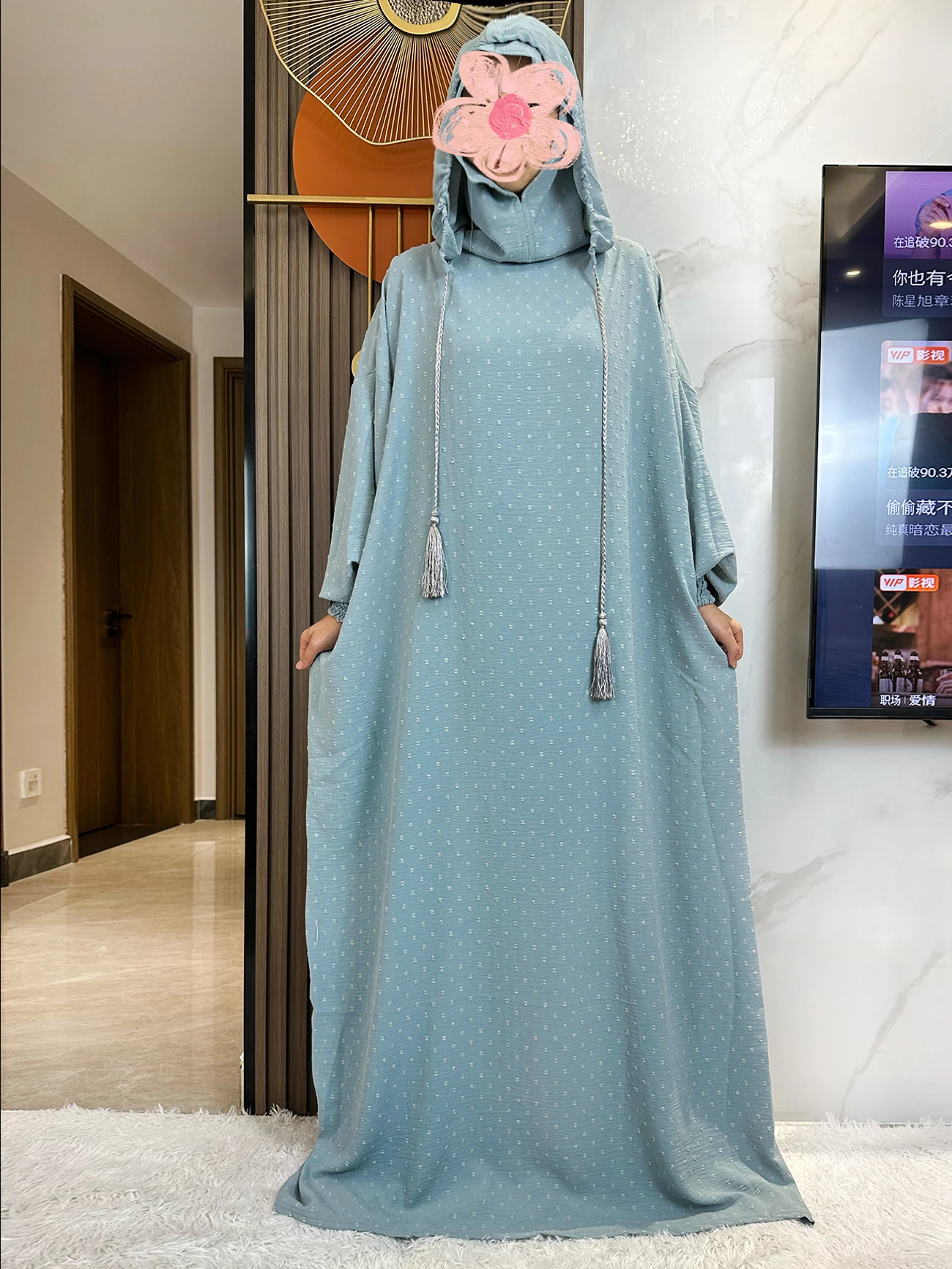 New 2024 Ramadan Muslim Double Hat Abaya Dubai Turkey Islam Prayer Garment Solid Color Soft Fabric Dress Islam Women Kaftan