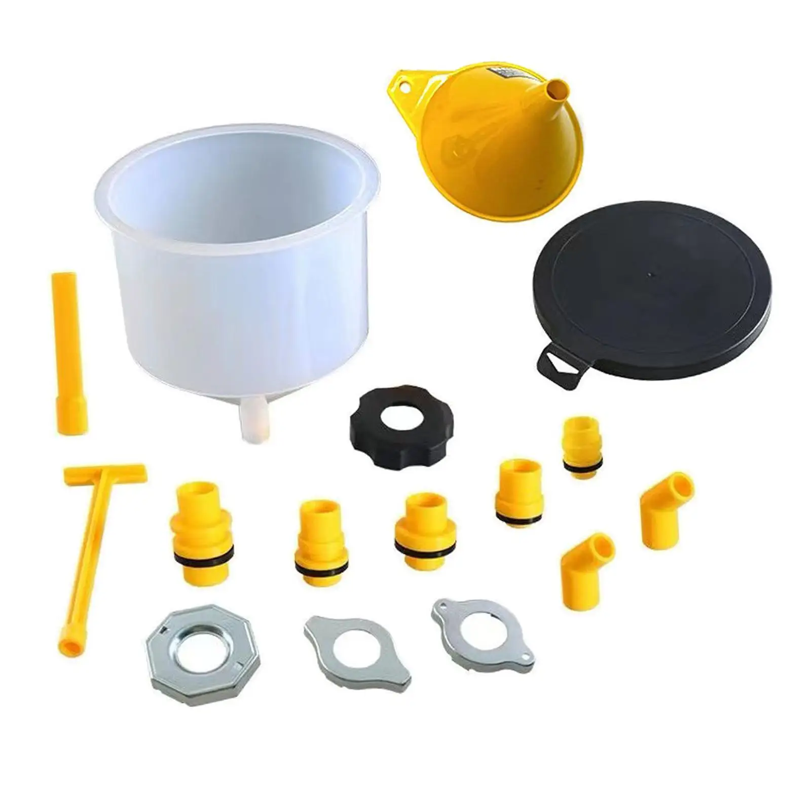 

15 Pieces Radiator Coolant Filling Funnel Kits Spillproof , Straight Extension, 45 Degree Elbows Sturdy No Spill Coolant Funnel