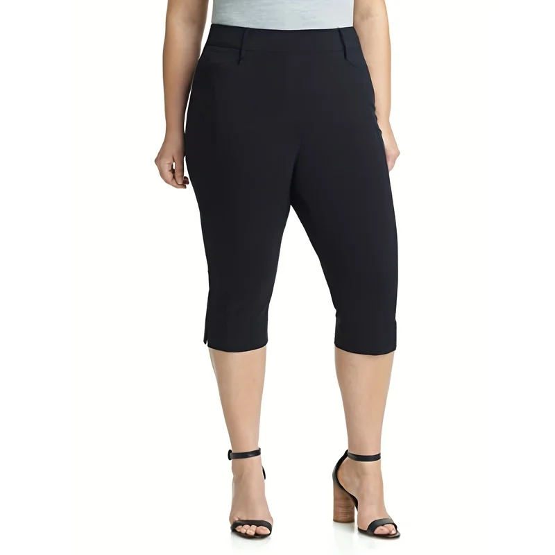 

2026 Plus Size Women Slimming Straight Leg Pants Elastic Waist