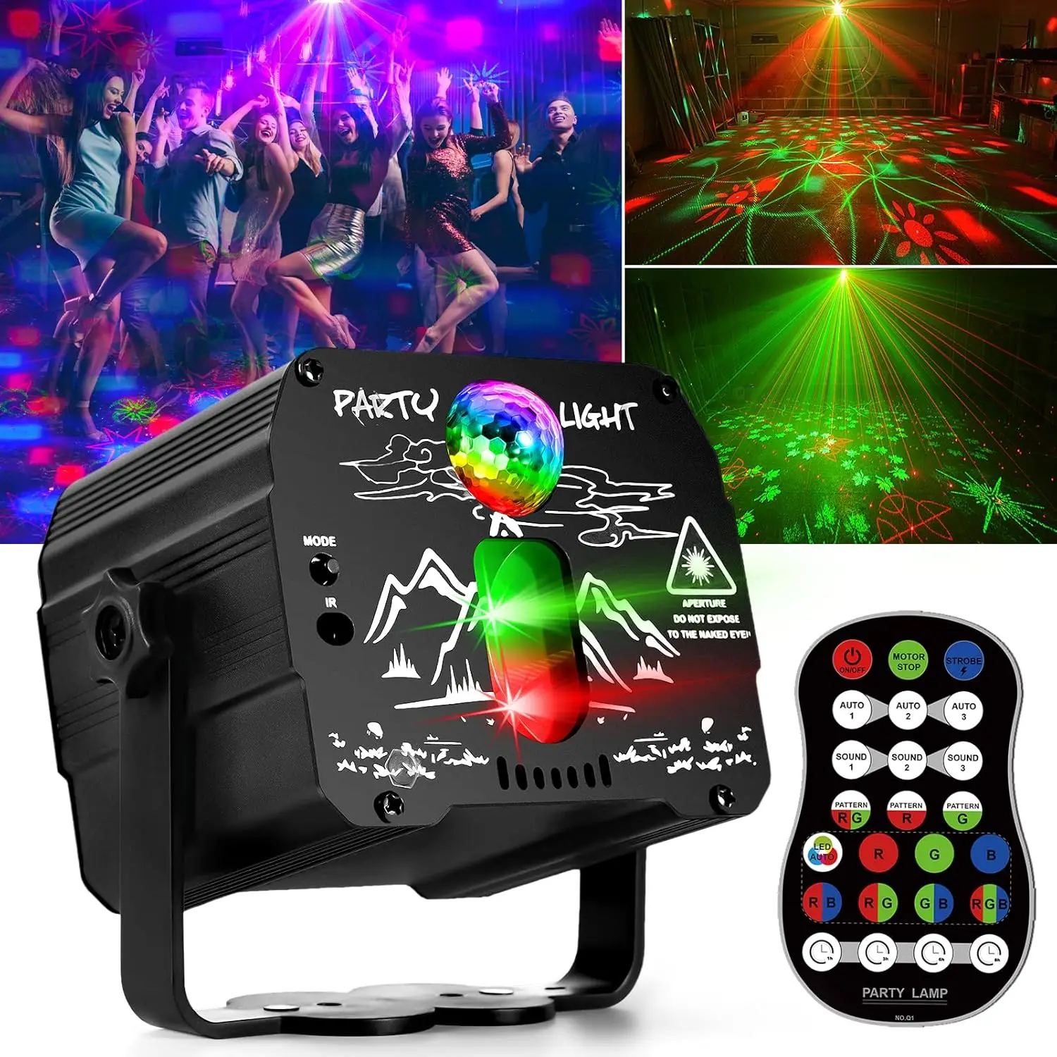 

Party Lights, Disco Ball DJ Lights, RGB Strobe with Remote Control and Sound Activated Stage Light