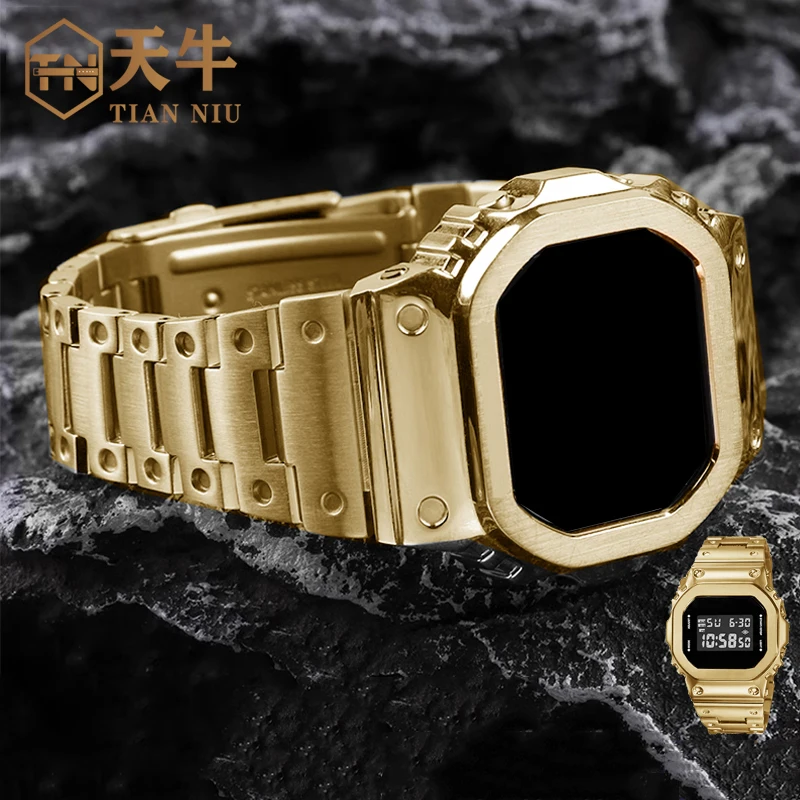 Case Watchband For Casio G-SHOCK DW5600 GW-B5600 GWM5610 Change Refined steel metal Watch Waterproof stainless steel Watch strap