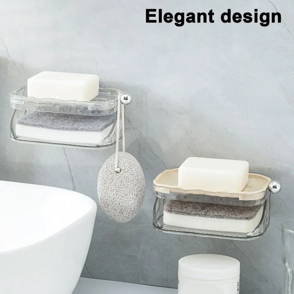 Drainage Hole Soap Dish Shower Soap Holder Double-layer Wall Mount Soap Dish with Punch-free Installation Hollow Drain for Dry