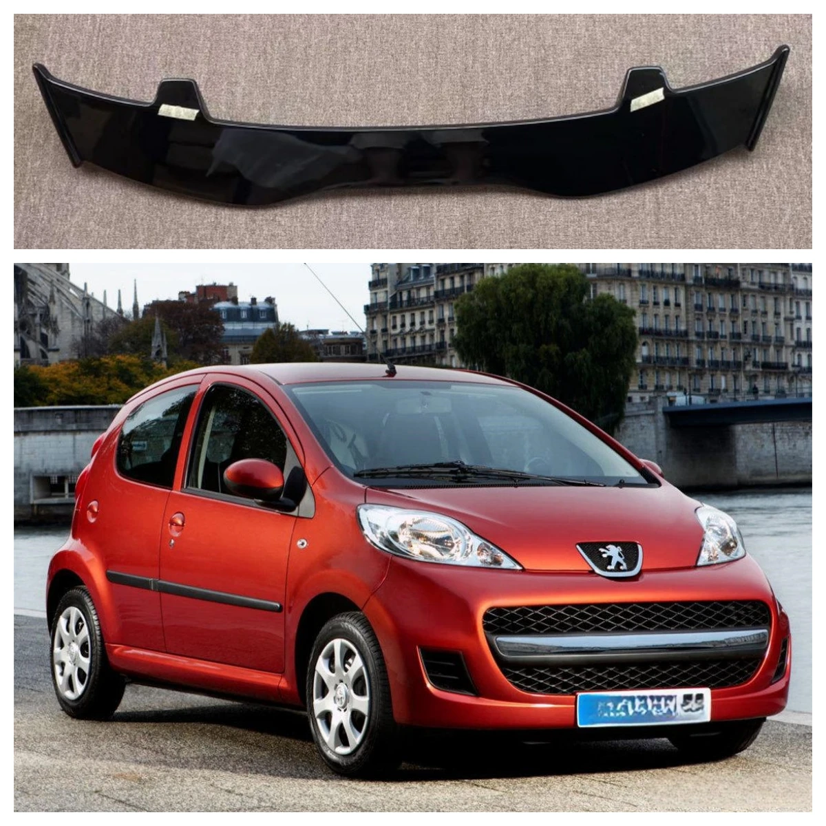 Roof Spoiler For PEUGEOT 107 CITROEN C1  ABS  Hatchback Glossy Black Spoiler Universal Roof Rear Wing Lip