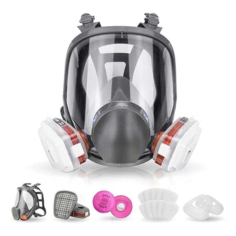 6800 full face breathing mask 15in1, 2091 dust filter, widely used in organic gases, paint sprayers, chemicals, dust prevention.