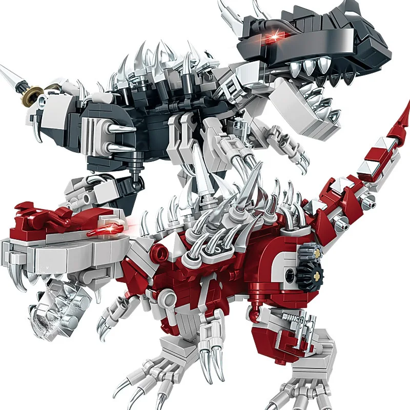 Dinosaur mecha assembly building blocks Tyrannosaurus rex spine back dragon children's high difficulty toy figurine model