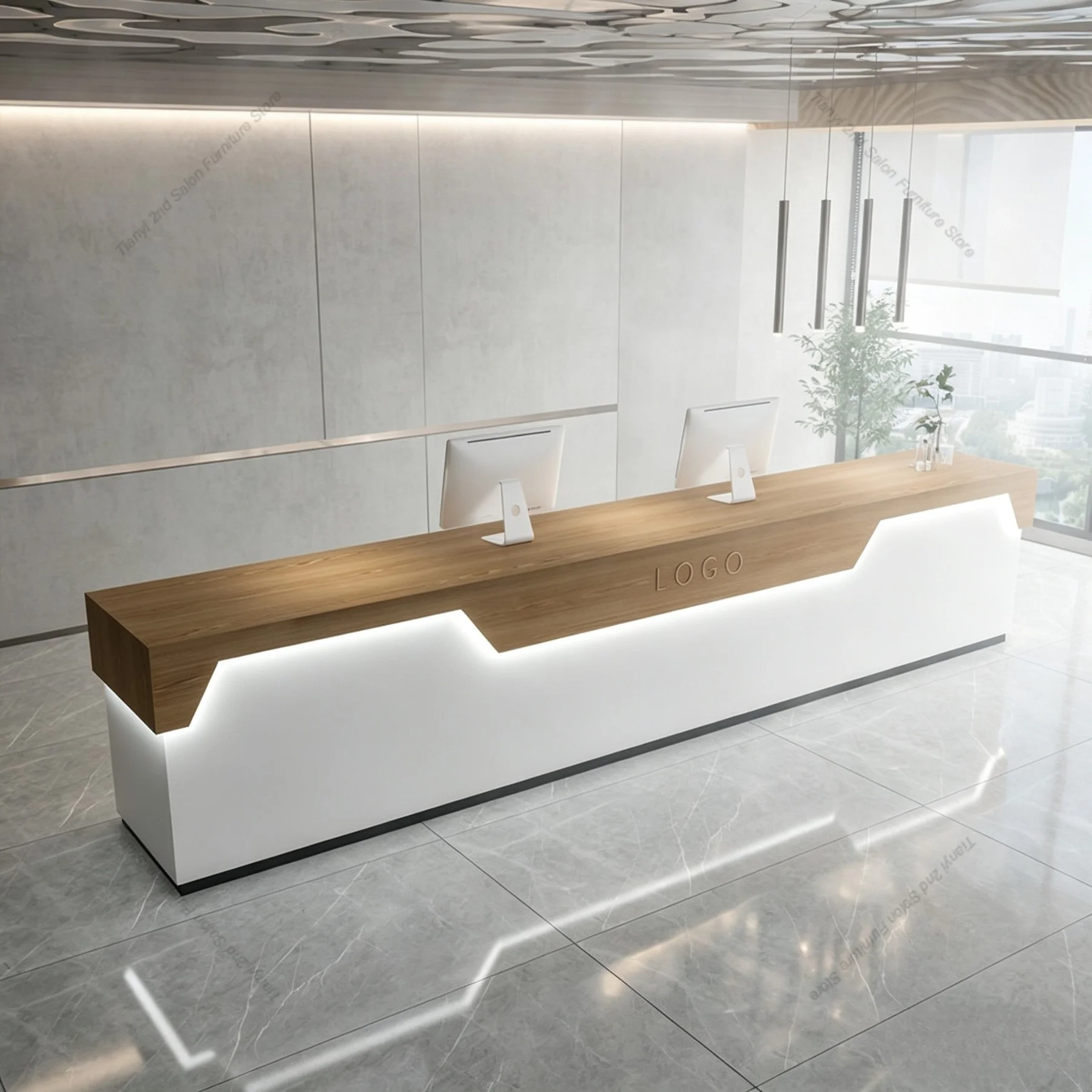 Italian Minimalist High-end Company Reception Desk, Nordic Creative Front Counter for Clothing Store Office Furniture FYRD