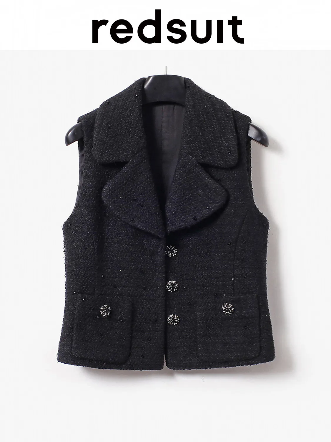 New Retro fashion lapel knit waist cinched vest sleeveless top Custom size