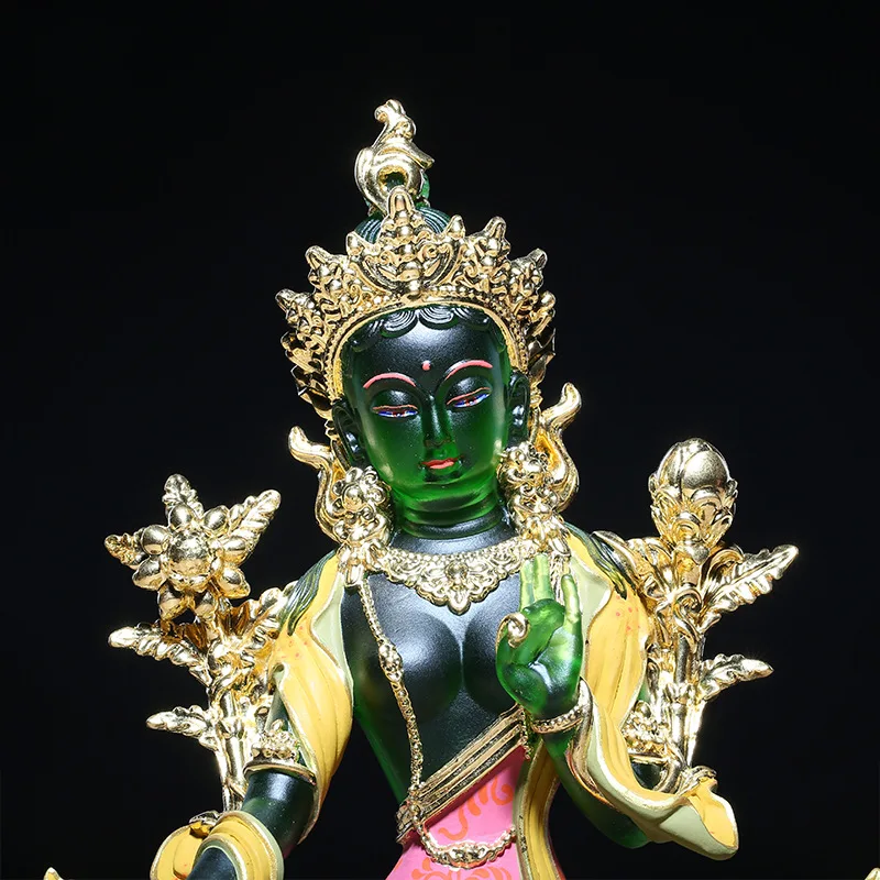 YFY Green Tara Bodhisattva Buddha statue ornament gold painted  skirt ancestral hall temple ten thousand Buddha wall