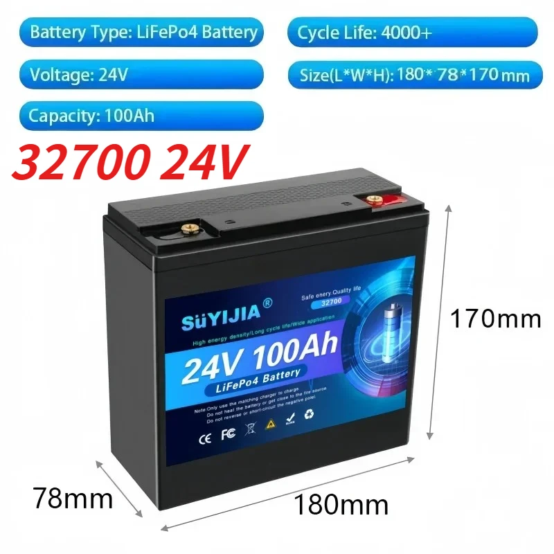 

32700 24V LiFePO4 100Ah-200Ah Battery has built-in 200A rechargeable Ferrous Lithium Phosphate Solar Off-grid Battery.