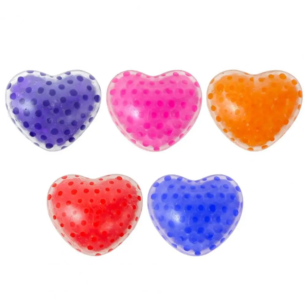 5 uds amor corazón aplasta juguete brillo polvo bolas pequeñas rellenas alivio del estrés divertido en forma de corazón apretar Fidget juguete niños adultos Va