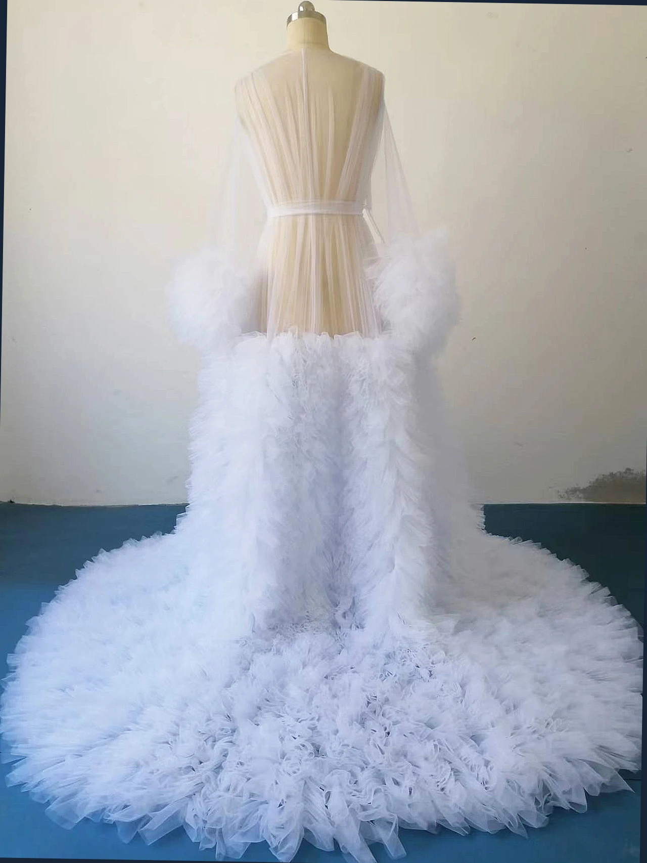 Robe de mariée blanche pour femmes, manches bouffantes, moelleuse, élégante, peignoir de mariée, séance photo de maternité, Robe de bal d'anniversaire