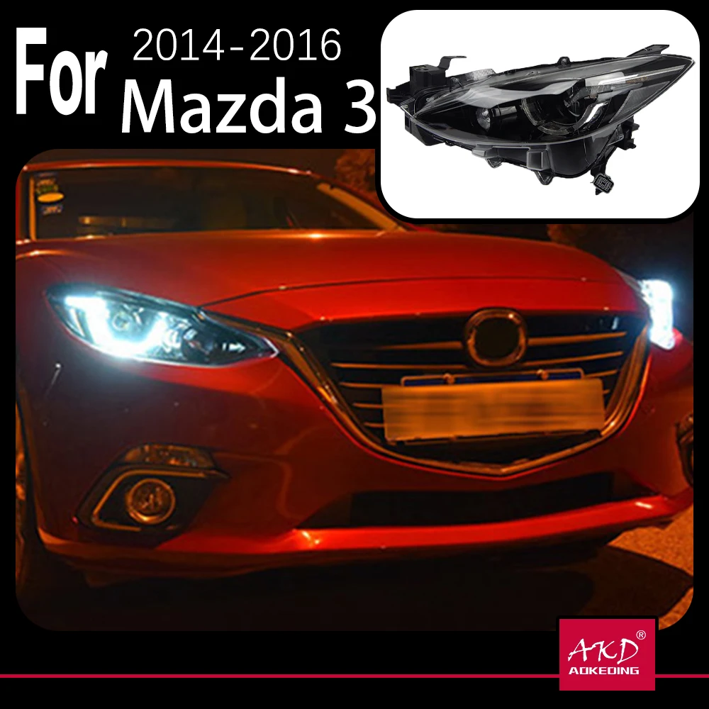 AKD Car Model for Mazda 3 Axela LED Headlight 2014-2016 New Mazda3 LED DRL Hid Head Lamp Angel Eye Bi Xenon Accessories