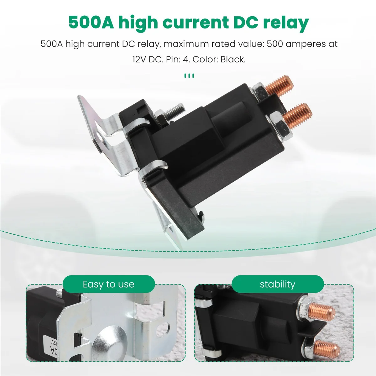 รีเลย์แบตเตอรี่เริ่มเปิด/ปิด4ขา500A 12V สำหรับสวิตช์ไฟฟ้าในรถยนต์