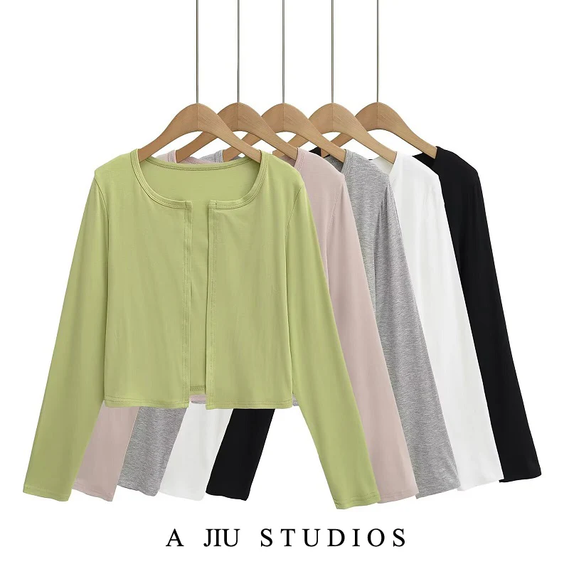 Street Sle Jazz Dance Top Multi-Color Hot Girl Waistcoat Slimming ort Open Cardigan Ladies Faion Summer Outerwear