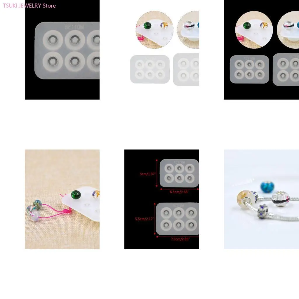 

62KE Flat Ball Beads with 5mm Hole Epoxy Resin Silicone Mould Handmade Craft Diy