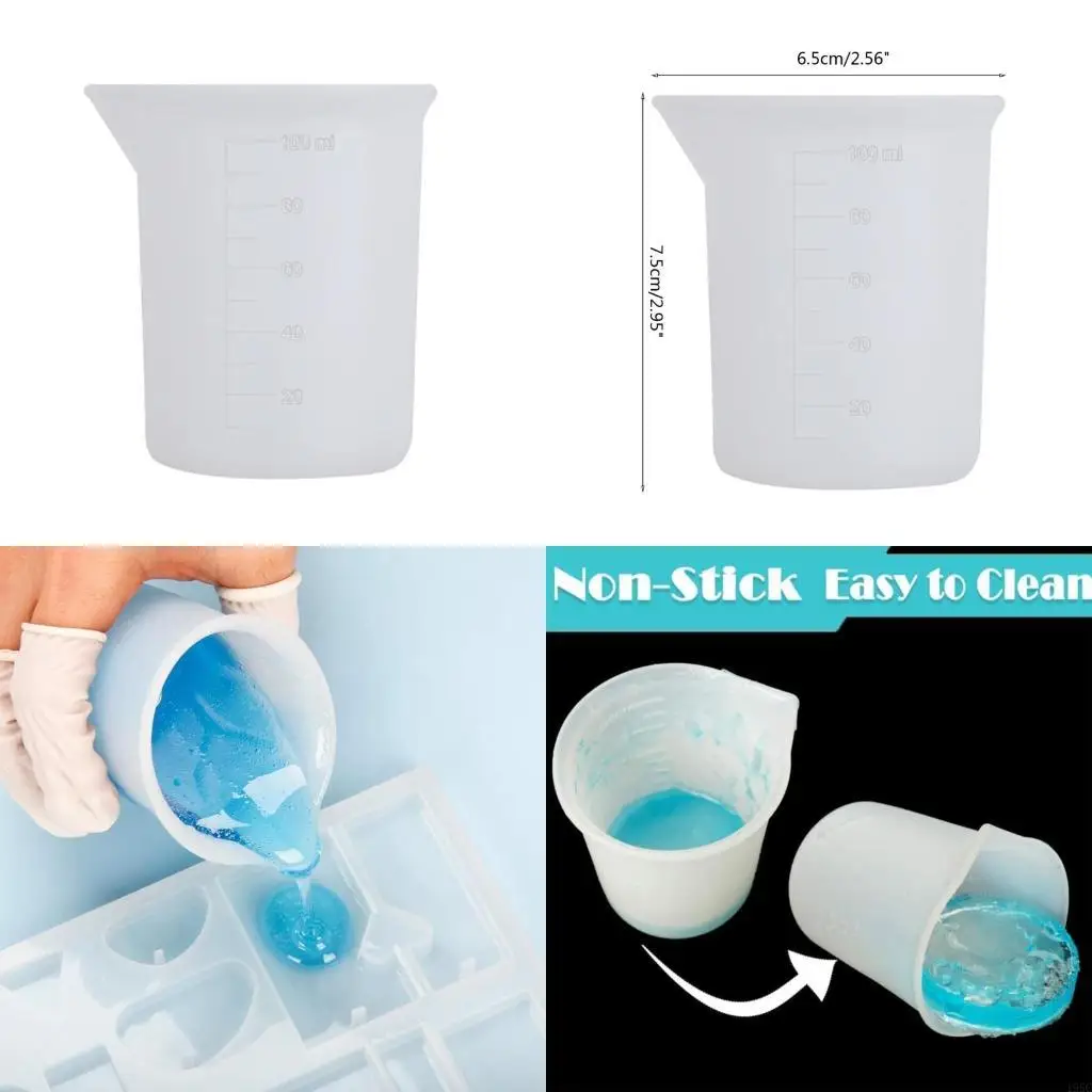 195C 10Pcs Silicone Measuring Cups for Resin,Mixing Cups for Resin DIY Craft Jewelry Making,Paint Pouring Cup,Non-Stick