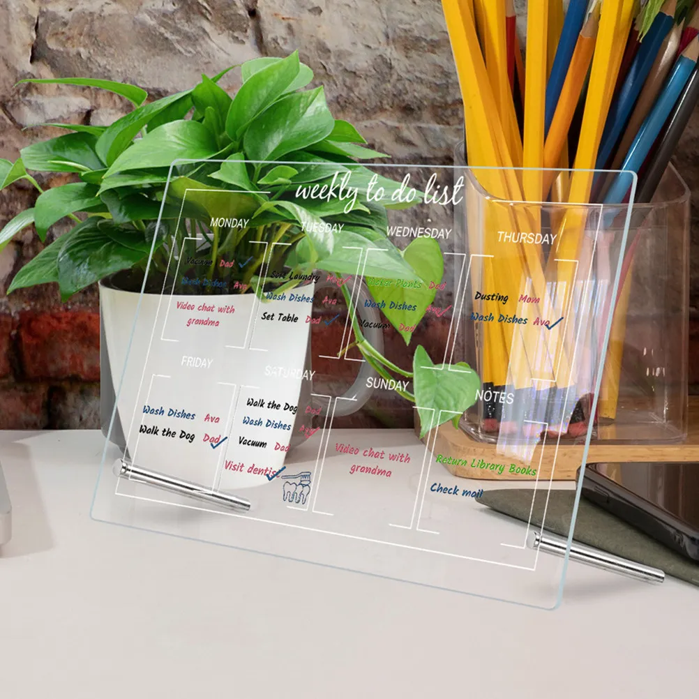 

1Set Acrylic Message Board Multi-Function Desktop Memo Board with Pen for Home Office School Creative Writing Drawing Erasing