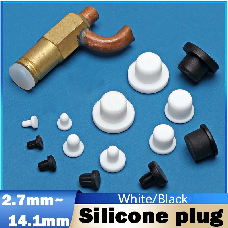 White/Black 2.7~14.1mm Rubber Plug Silicone Inner Hole Stopper T-Shaped Solid Rubber Stopper High-Temperature-Resistant
