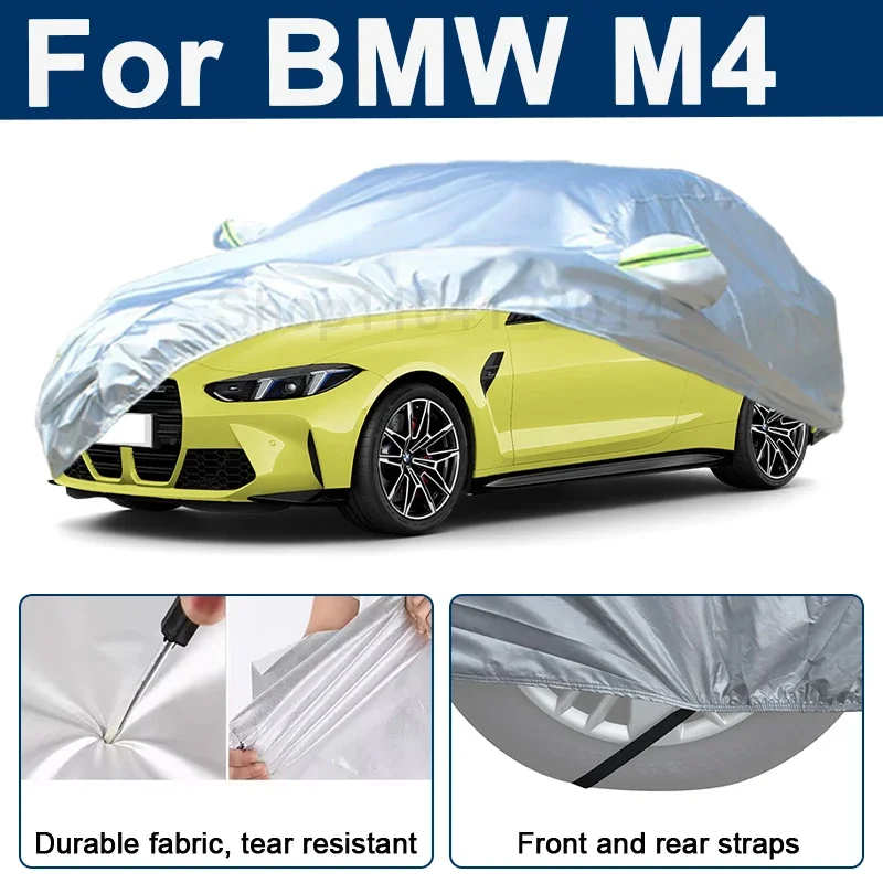

Outdoor Full Car Cover For BMW M4 with Reflective Strips Waterproof Snowproof Dustproof UV Protection Auto Exterior Accessories