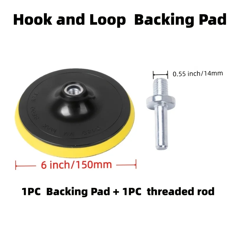 3/4/5/6 inch Velcro Chassis, M10/M14 Threaded Rod Self-Adhesive Sanding Disc, Suitable for Wood, Metal, Grinding and Polishing
