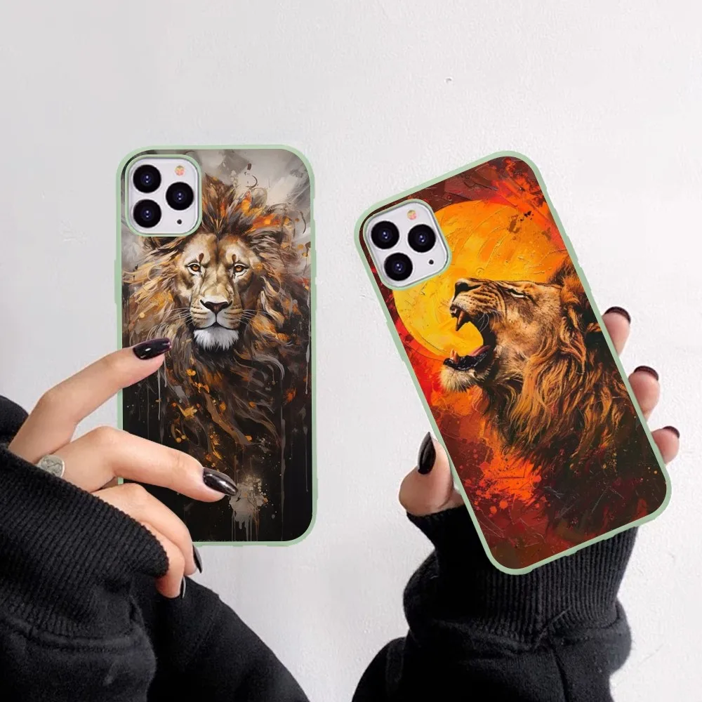 

Beast The Lion Phone Case For IPhone 14 11 12 13 Mini Pro Xs Max 8 7 6 6S Plus X XR Solid Candy Color Case