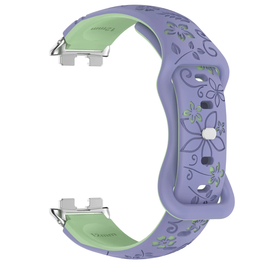 2-kleuren Gegraveerde Bloemen Band Voor Huawei Band 11/11 Pro Sport Polsband Correa Band Voor Huawei Band 11 11 Pro armband