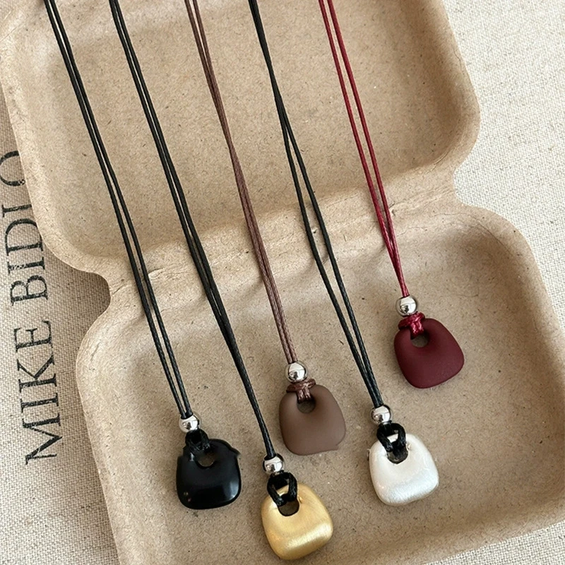 Kpop Mode Einfache Bunte Metall Geometrie Anhänger Lange Seil Kette Halskette Für Frauen Vintage Charme Zubehör Geschenk Großhandel