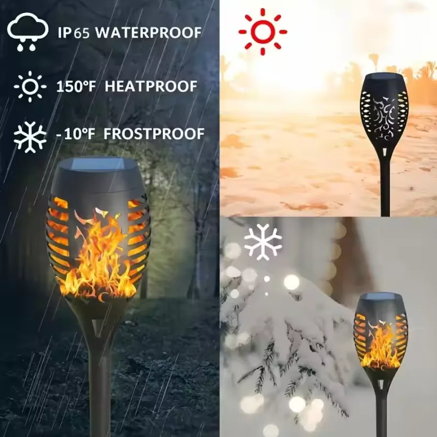 12/16Pcs Solar Flame Torch Lights Flickering Light Waterproof Garden Decoration Outdoor Lawn Path Yard Patio Floor Lamps