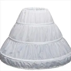 White Children kids Petticoat A-Line 3 Hoops One Layer Flower Girls Crinoline Lace Trim Flower Girl Dress Underskirt